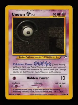 Unown [C] 57/105 Unlimited Uncommon Neo Destiny Pokemon Cards - Image 1