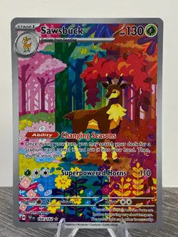 Pokemon TCG Sawsbuck Scarlet & Violet Temporal Forces Holo Card 166/162 - Image 1