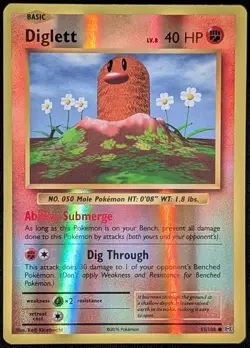 Diglett 55/108 Evolutions Reverse Holo Pokemon Card LP - Image 1