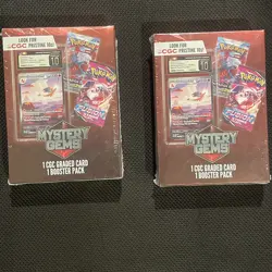 Pokemon Mystery Gems - 2 CGC Graded Card & 2 TCG Booster Pack - 2 New Sealed Box - Image 1