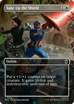 Take Up the Shield 348 Borderless Magic: The Gathering Marvel Super Heroes NM - Image 1
