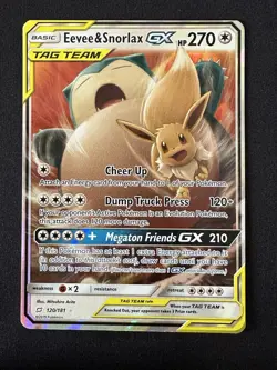POKEMON TCG EEVEE & SNORLAX GX 120/181 TEAM UP TAG TEAM ULTRA RARE ENGLISH - Image 1