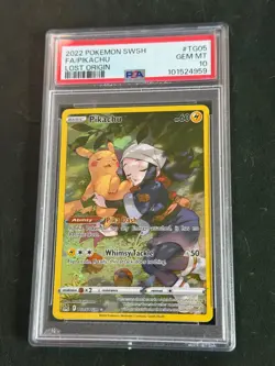 2022 Pokemon #TG05 Pikachu Full Art Lost Origin PSA 10 Trainer Gallery - Image 1