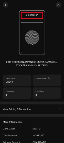 PSA 9 Pokemon 2019 Charizard Sticker MY251 Campaign Stickers No.006 Japanese - Image 5