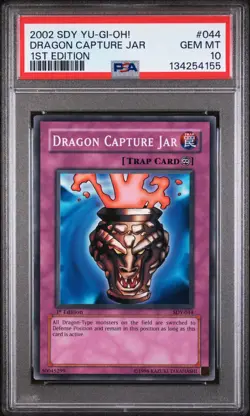 2002 YU-GI-OH! STARTER DECK YUGI 044 DRAGON CAPTURE JAR 1ST EDITION PSA 10 POP 9 - Image 1