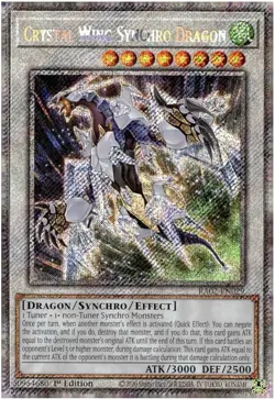 Yugioh Crystal Wing Synchro Dragon RA02-EN029 Platinum Secret Rare 1st Edition - Image 1
