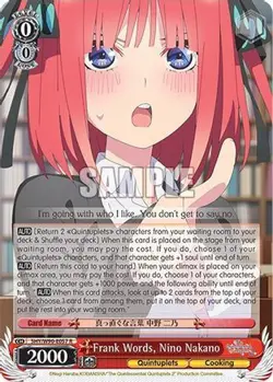 FRANK WORDS NINO NAKANO R QUINTESSENTIAL QUINTUPLETS 2 WEISS SCHWARZ ENG NM - Image 1