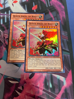 YUGIOH - QUEEN ANGEL OF ROSES X2 - SUPER RARE - LVAL - 1ST ED - NM - Image 1