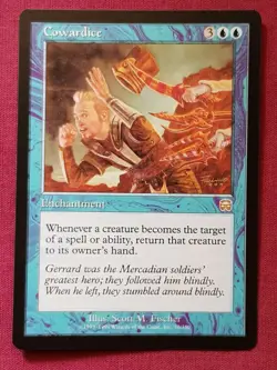 Magic The Gathering MERCADIAN MASQUES COWARDICE blue card MTG - Image 1