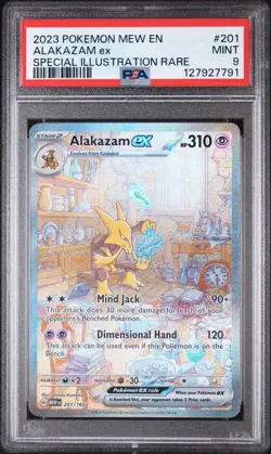 2023 POKEMON MEW EN-151 SPECIAL ILLUSTRATION RARE #201 ALAKAZAM EX PSA 9 - Image 1
