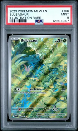 2023 POKEMON MEW EN-151 ILLUSTRATION RARE #166 BULBASAUR PSA 9 - Image 1