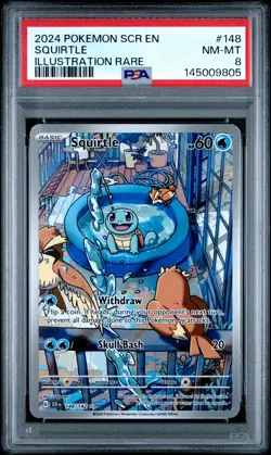 2024 POKEMON SCR EN-STELLAR CROWN ILLUSTRATION RARE #148 SQUIRTLE PSA 8 - Image 1