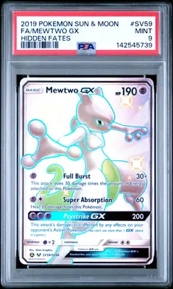 2019 POKEMON SUN & MOON HIDDEN FATES #SV59 FULL ART/MEWTWO GX PSA 9 - Image 1
