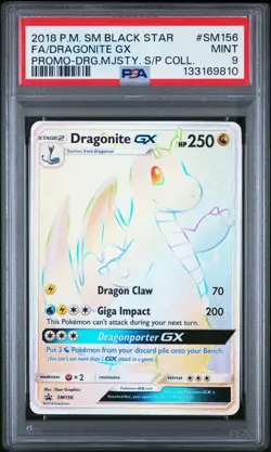 2018 POKEMON SM BLACK STAR PROMO #SM156 FULL ART/DRAGONITE GX PSA 9 - Image 1