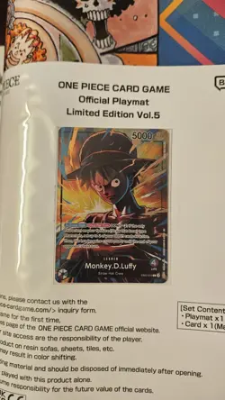 One Piece Card Game Official Playmat Vol. 5 & Luffy Promo Card EB02-010 English - Image 2
