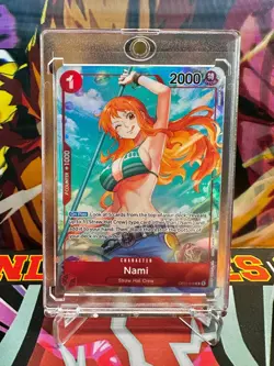 One Piece CCG Nami OP01-016 Romance Dawn Rare (Parallel) Foil - In Magnetic Case - Image 1