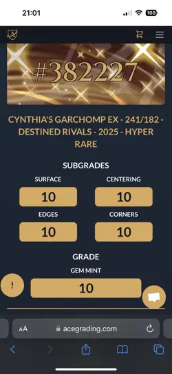 Pokemon TCG Cynthia's Garchomp EX 241/182 Destined Rivals Hyper Rare ACE 10 - Image 3