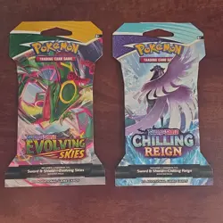 Pokemon TCG Evolving Skies + Chilling Reign Sleeved Booster Pack Cards English - Image 1