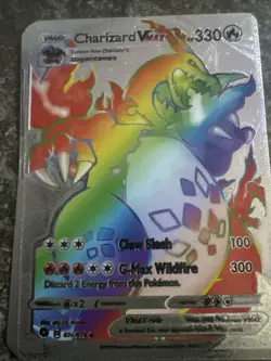 Charizard Vmax Silver Rainbow Foil🕺 Fan Art🕺 Card - Image 1