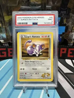 PSA 9 2000 Pokemon Gym Heroes Lt. Surge's Rattata 015/034 MINT - Image 1
