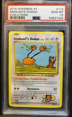 2016 Pokemon ImakuniU's Doduo #112 XY Evolutions PSA 10 GEM MINT Non Holo - Image 1