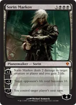 MTG Sorin Markov, Zendikar, Heavily Played, English - Image 1