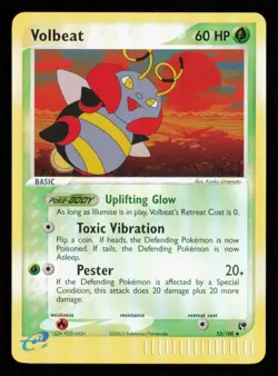 Pokemon Card Volbeat 53/100 Reverse Holo Foil Sandstorm Vintage LP 2003 - Image 1
