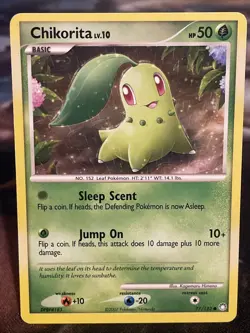 Pokemon TCG Chikorita 77/123 Mysterious Treasures Common card Normal - Image 1