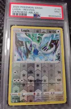 2020 Pokemon SWSH Darkness Ablaze Lugia Reverse Foil #140 PSA MINT 9 - Image 1