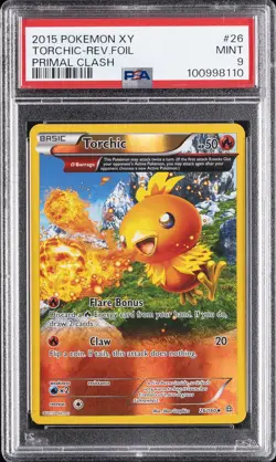 2015 POKEMON XY PRIMAL CLASH #26 TORCHIC-REVERSE FOIL PSA 9 - Image 1