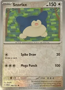 Snorlax Reverse Holo 144/191 Pokemon Scarlet & Violet - Surging Sparks - Image 1
