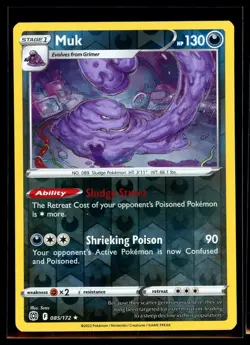 2022 Sword & Shield - Brilliant Stars Muk #85 Reverse Holo Rare Pokemon Card - Image 1