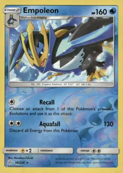 Empoleon 56/236 Rare Cosmic Eclipse Pokemon Reverse Holo Near Mint - Image 1