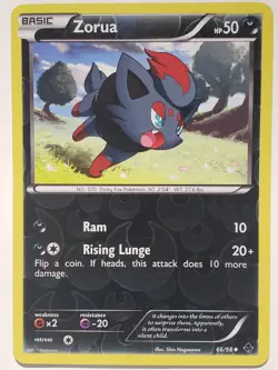 REVERSE HOLO Zorua 66/98 VLP - Emerging Powers Pokemon Card - Shin Nagasawa Art - Image 1
