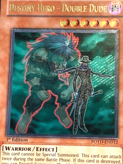 yugioh DESTINY HERO - DOUBLE DUDE POTD-EN012 Ultimate Rare 1st Edition near mint - Image 2