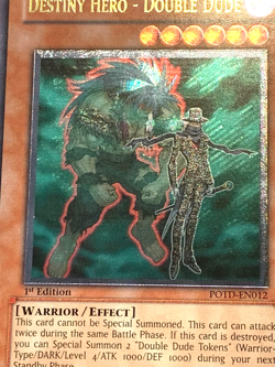 yugioh DESTINY HERO - DOUBLE DUDE POTD-EN012 Ultimate Rare 1st Edition near mint - Image 3