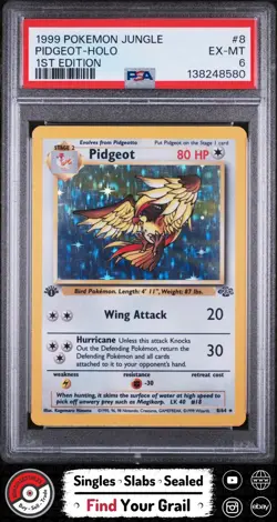 PSA 6 PIDGEOT HOLO 1ST EDITION 8 1999 JUNGLE POKEMON CARD - Image 1