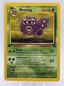 Pokemon TCG Weezing 1st Edition Uncommon Card Fossil, 45/62 - Image 1