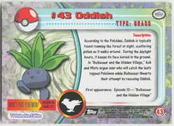 Oddish #43 Topps Trading Cards Series 1 Pokemon NM - Image 3