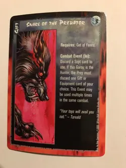 SNARL OF THE PREDATOR : RAGE LOFR CCG Sept card, White Wolf werewolf TCG Gift NM - Image 1