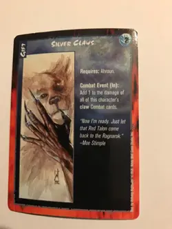 SILVER CLAWS : RAGE 1998 LOFR CCG Sept card, White Wolf werewolf TCG Gift, NM - Image 1