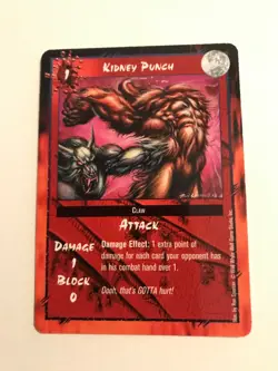 KIDNEY PUNCH : RAGE LOFR 1998 CCG Combat card, White Wolf werewolf TCG, NM - Image 1