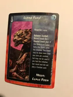 LUPINE FURY! : RAGE LOFR 1998 CCG Sept card, White Wolf werewolf TCG Gift, NM - Image 2