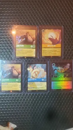 Disney Lorcana TCG Mixed Car Lot Of 5. Circle Of Life #26, John Silver #89 &more - Image 1