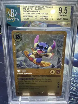 2026 DISNEY LORCANA EN P3-PROMO #42 STITCH CAREFREE SNOWBOARDER Beckett 9.5 - Image 1