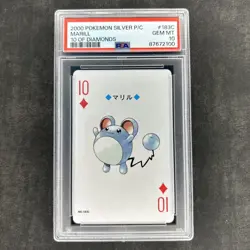 2000 Pokemon Silver Poker Playing Cards 10 Of Diamonds Marill Psa 10 #183c - Image 1