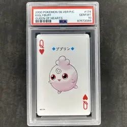 2000 Pokemon Silver Poker Playing Cards Queen Of Hearts Igglybuff Psa 10 #174 - Image 1
