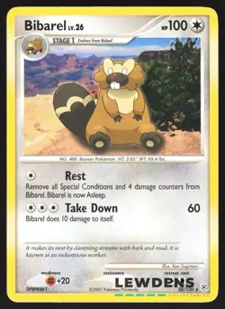 Bibarel - 20/130 - Rare - Diamond & Pearl Base - Pokemon Card - Image 1