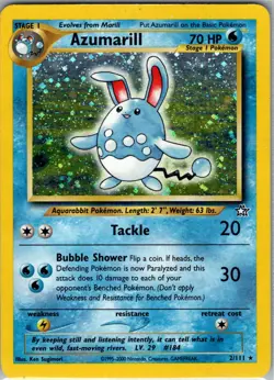 Azumarill 002/111 Neo Genesis MP Pokemon Card - Image 1
