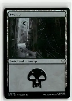 Swamp 0196 FOIL - Spider-Man MTG NM - Image 1